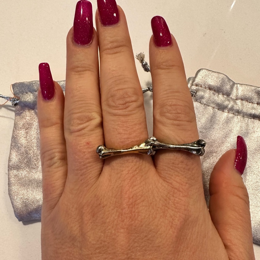 Low Luv x Erin Wasson Gold & Silver Bone Stacking Rings Sz 8